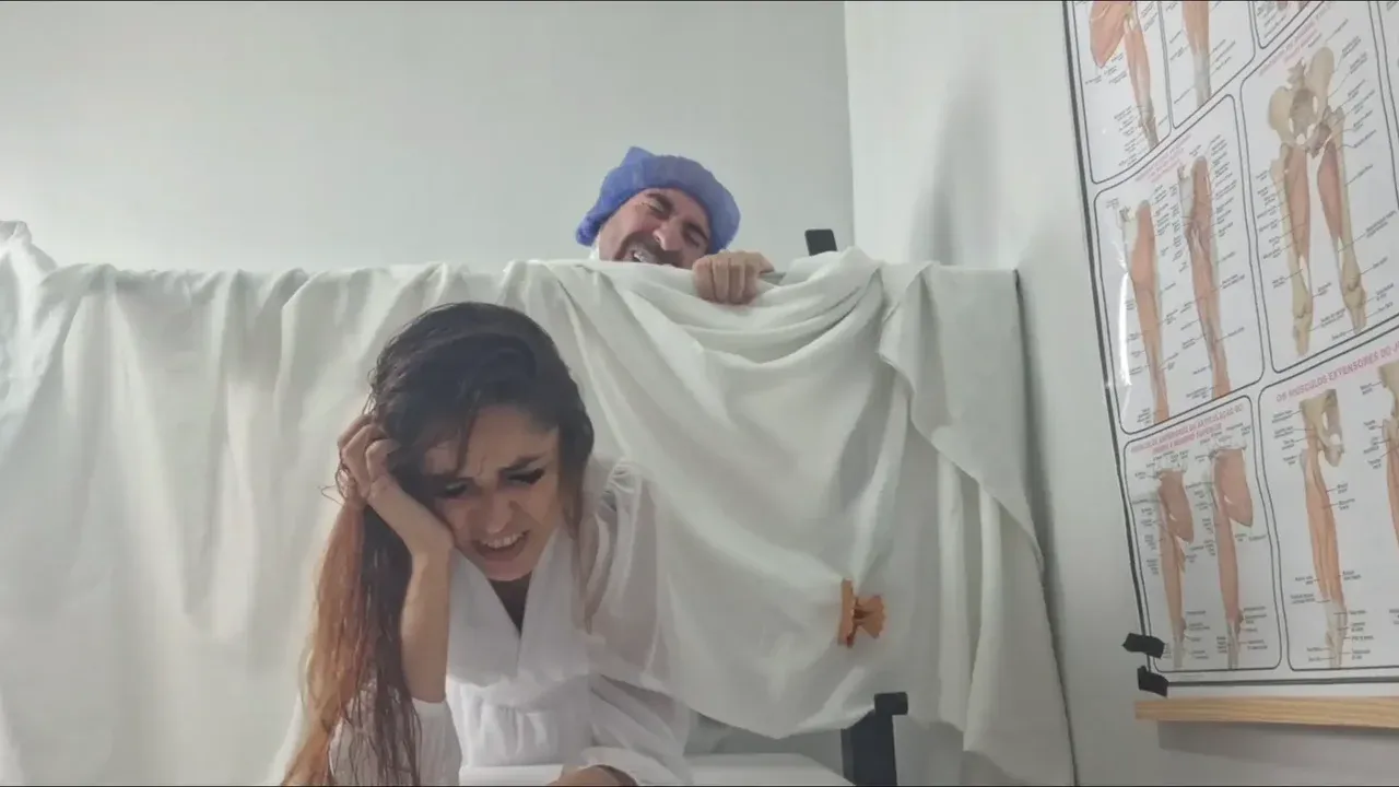 Ginecologist Fingering Bride Beside Husband