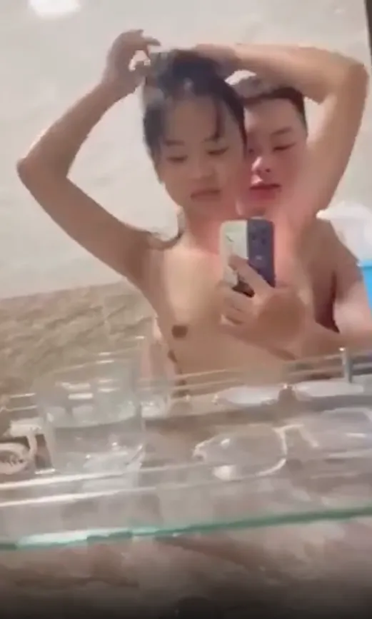 Innocent Face Dirty Mirror Steamy Bathroom Doggy