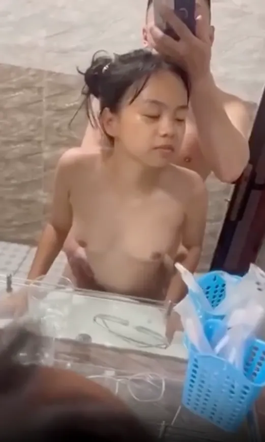 Innocent Face Dirty Mirror Steamy Bathroom Doggy