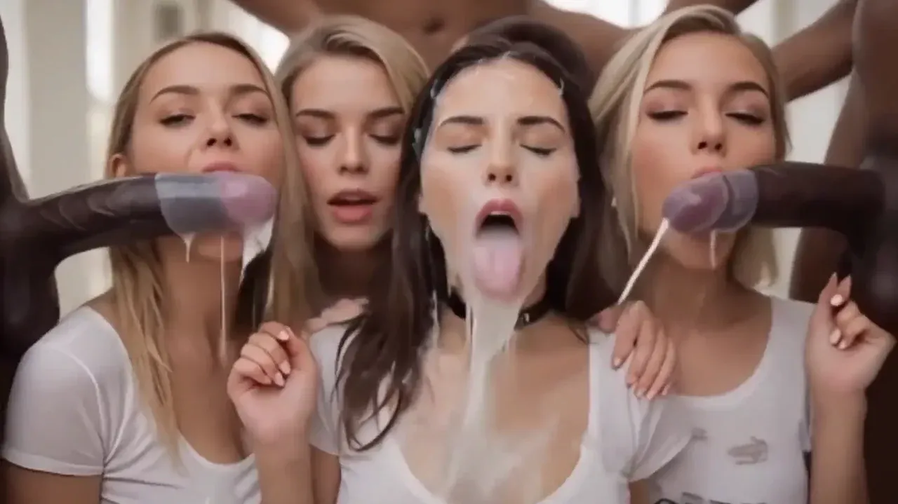Milk Party Interracial Scenes and Cum Swallowing