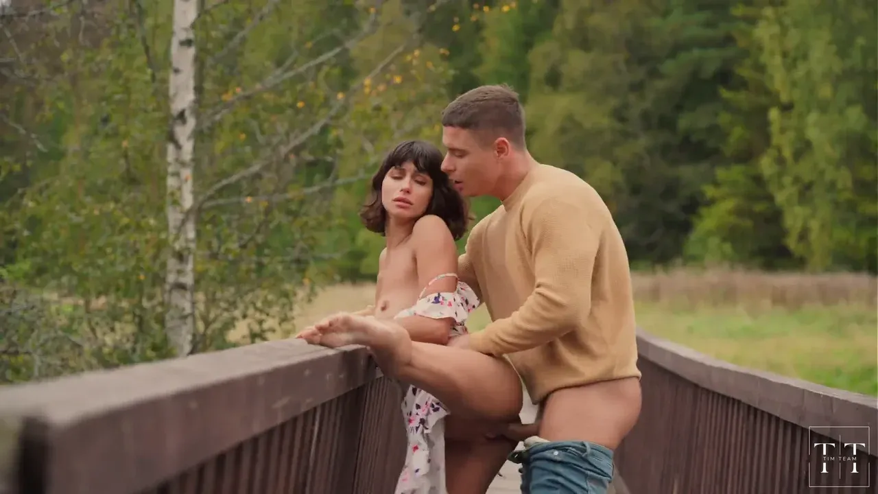 Cum all Over His Fiancées Tits in the Woods