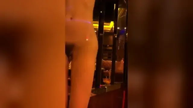 The karaoke staff girls strip dance