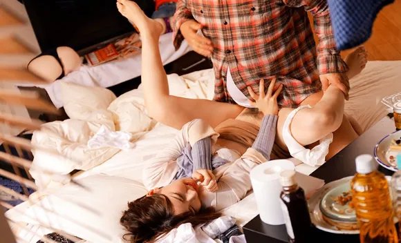 Wife with weak husband has secret affair with neighbor