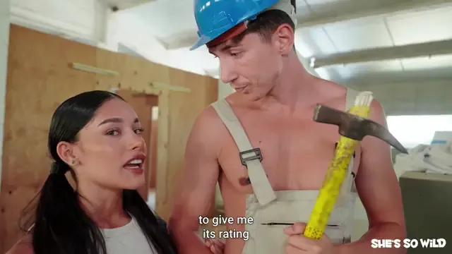 Working at the construction site happily fucking a colleague