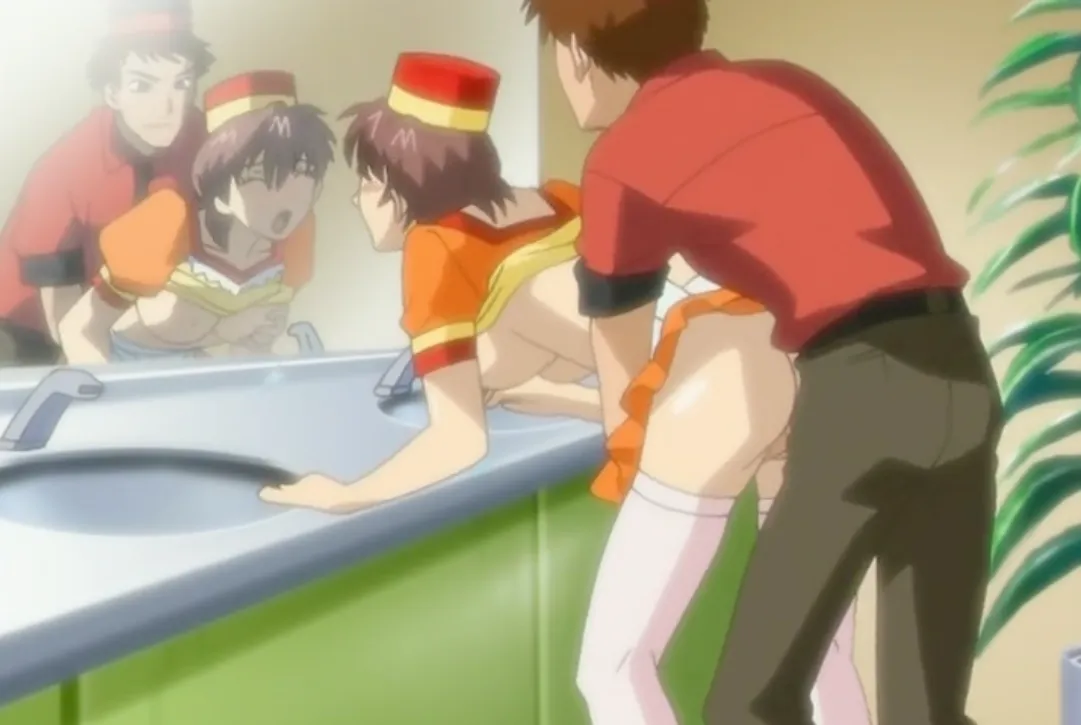 Burger shop manager punishes employee Sayaka Hoshino with raw sex
