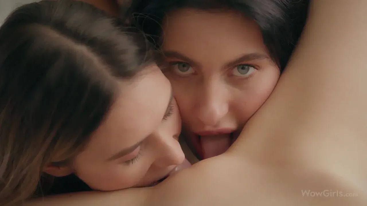 Three Amazing Girls Leona Lily Bella and Lily Blossom having Sex on the Couch