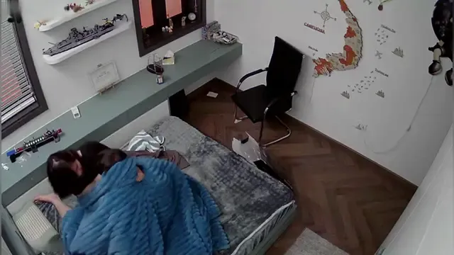 Hacked the camera in the young couples bedroom having very strong sex