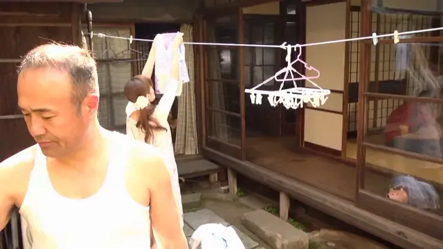 The father-in-law gets hard and pins down his daughter-in-law