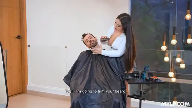 The owner of the barbershop seduces a customer with a big penis